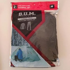 B U M Equipment Gray Waffle Knit 100% Cotton Thermal Set 2 pc sz M